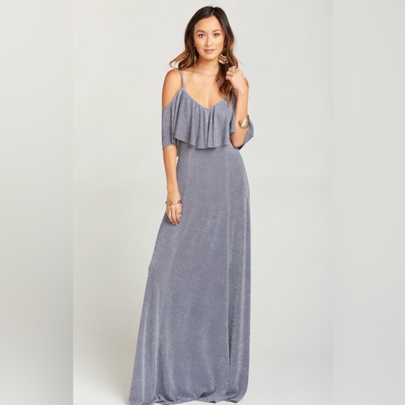 Show Me Your MuMu Dresses & Skirts - Renee Ruffle Maxi Dress Dancing Queen Shine Smoke